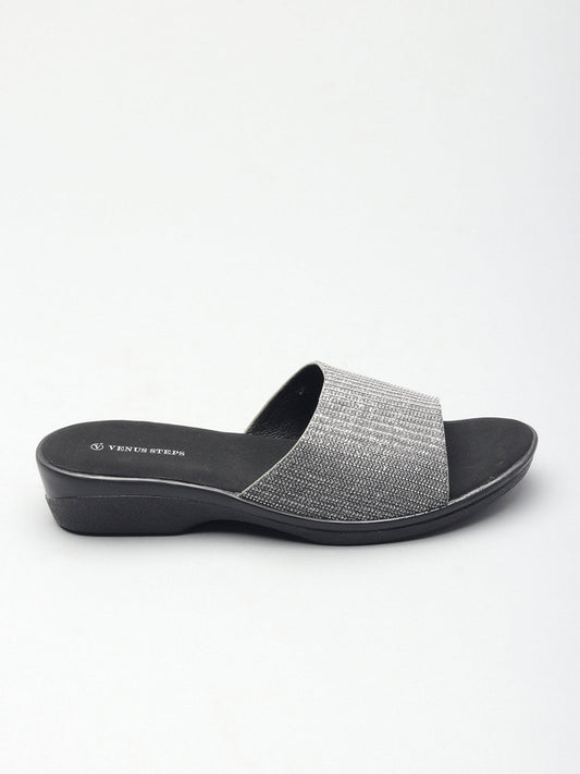 Classic Shimmery Wedge Heel Slippers