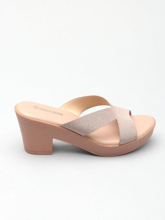 Colourblocked Block Heel Casual Slippers