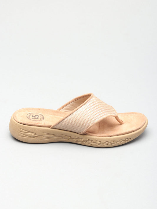 Textured T-Strap Slippers