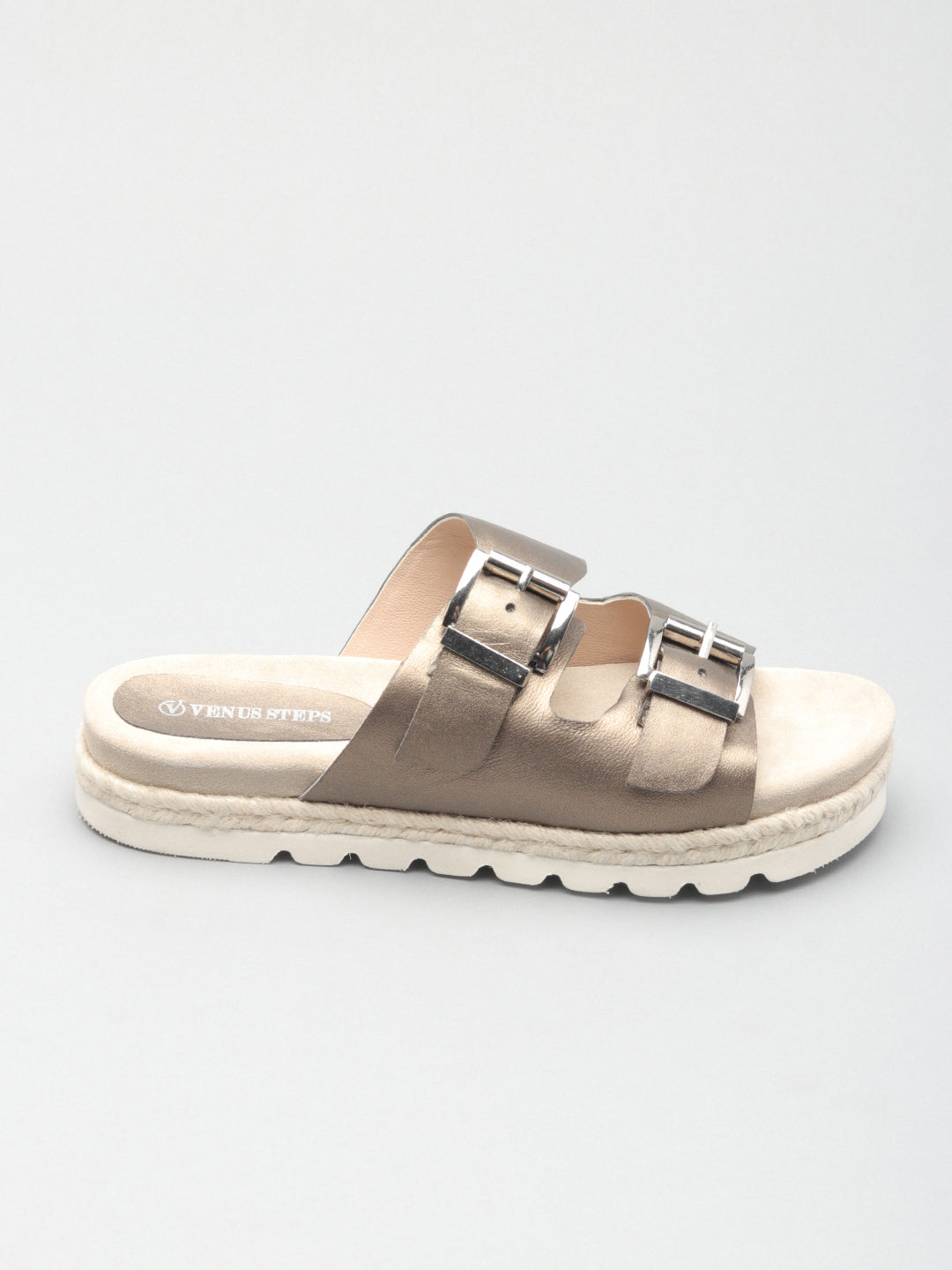Gleaming Casual Leather Slippers with Buckles