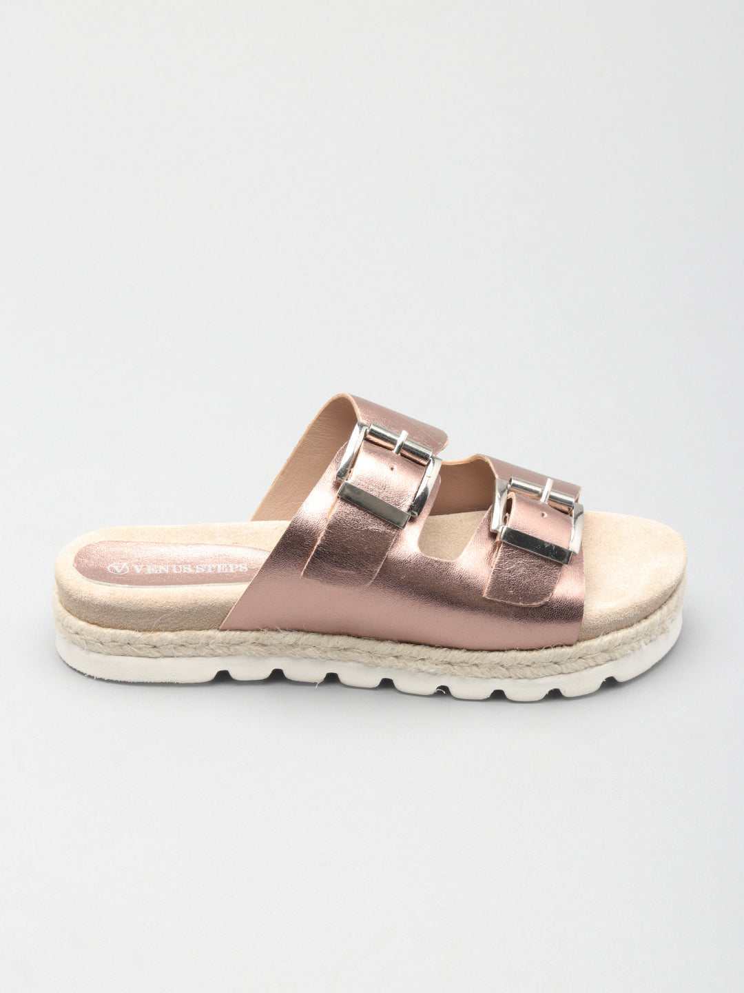 Gleaming Casual Leather Slippers with Buckles