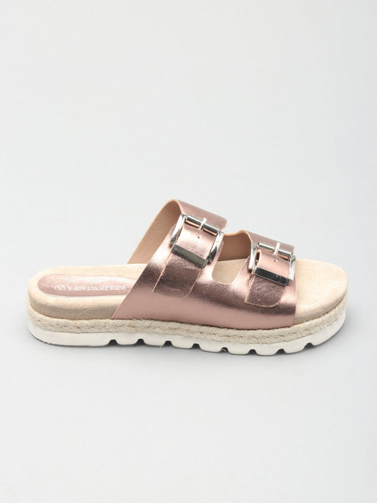 Gleaming Casual Leather Slippers with Buckles