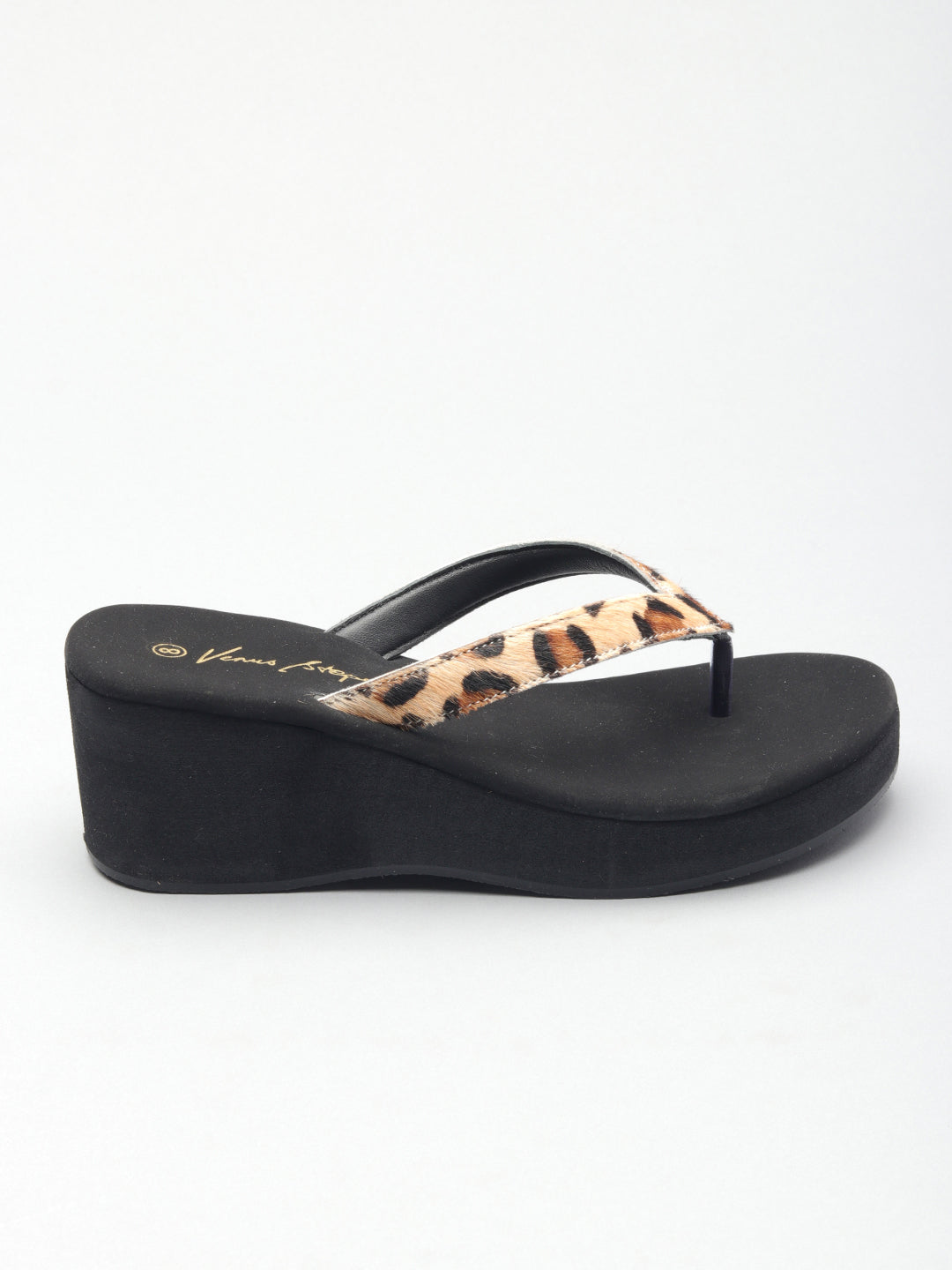Leopard Print Wedge Heel Chappals