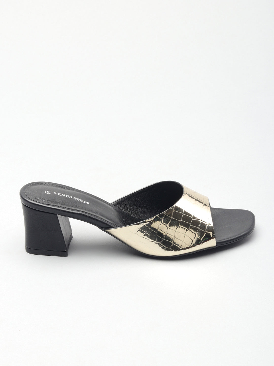 Textured Block Heel Slippers