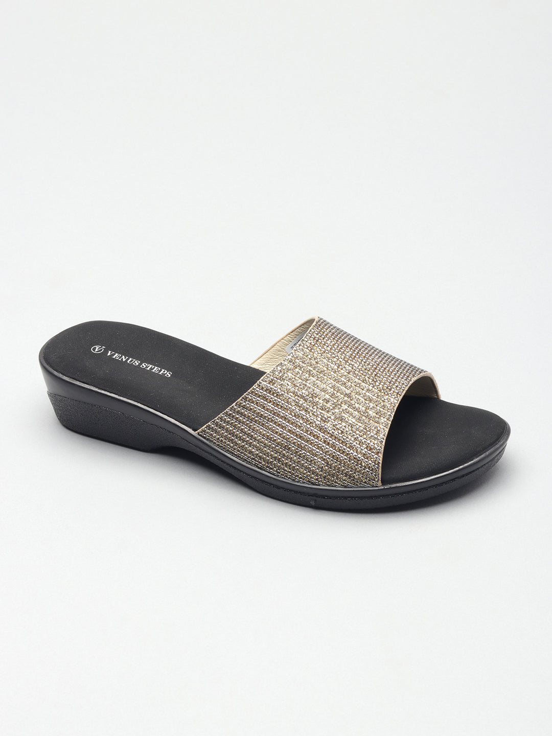 Classic Shimmery Wedge Heel Slippers