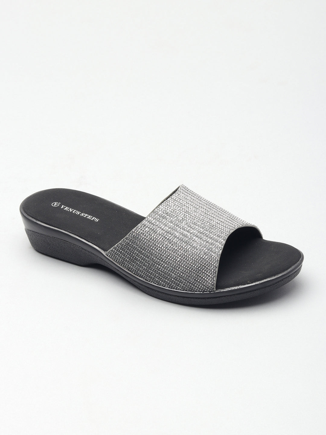 Classic Shimmery Wedge Heel Slippers