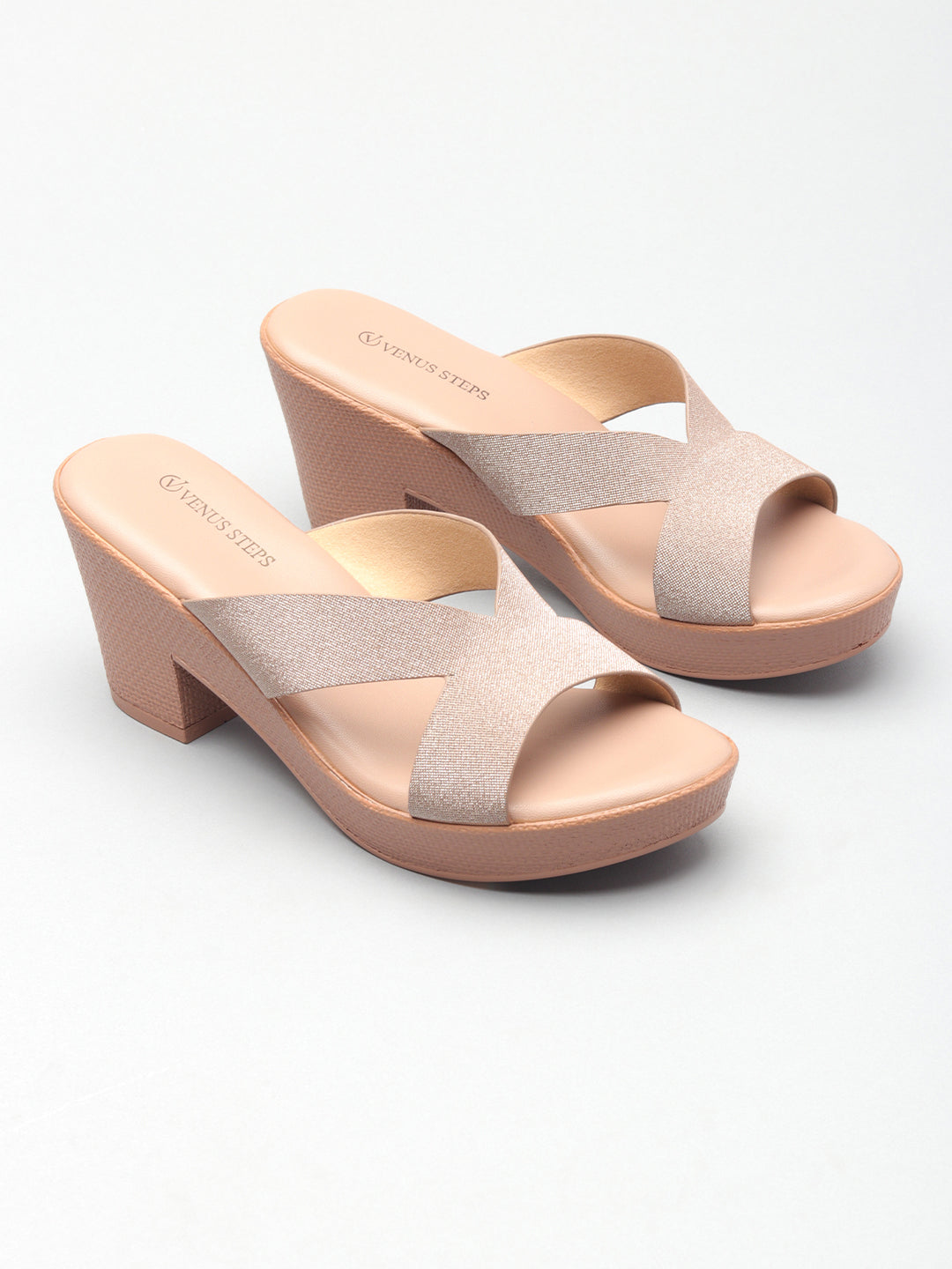 Colourblocked Block Heel Casual Slippers