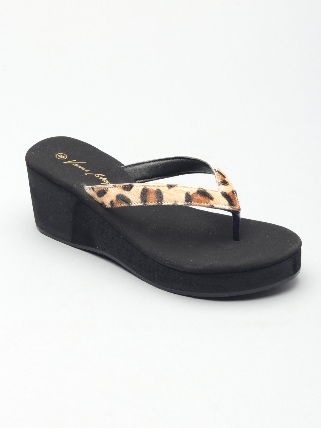 Leopard Print Wedge Heel Chappals