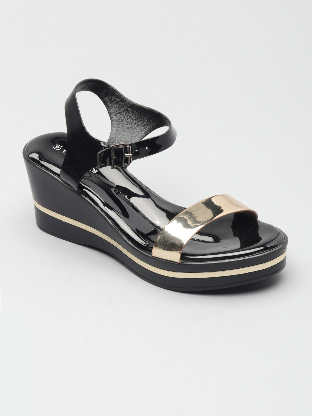 Womens Solid Wedhe Heel Sandals