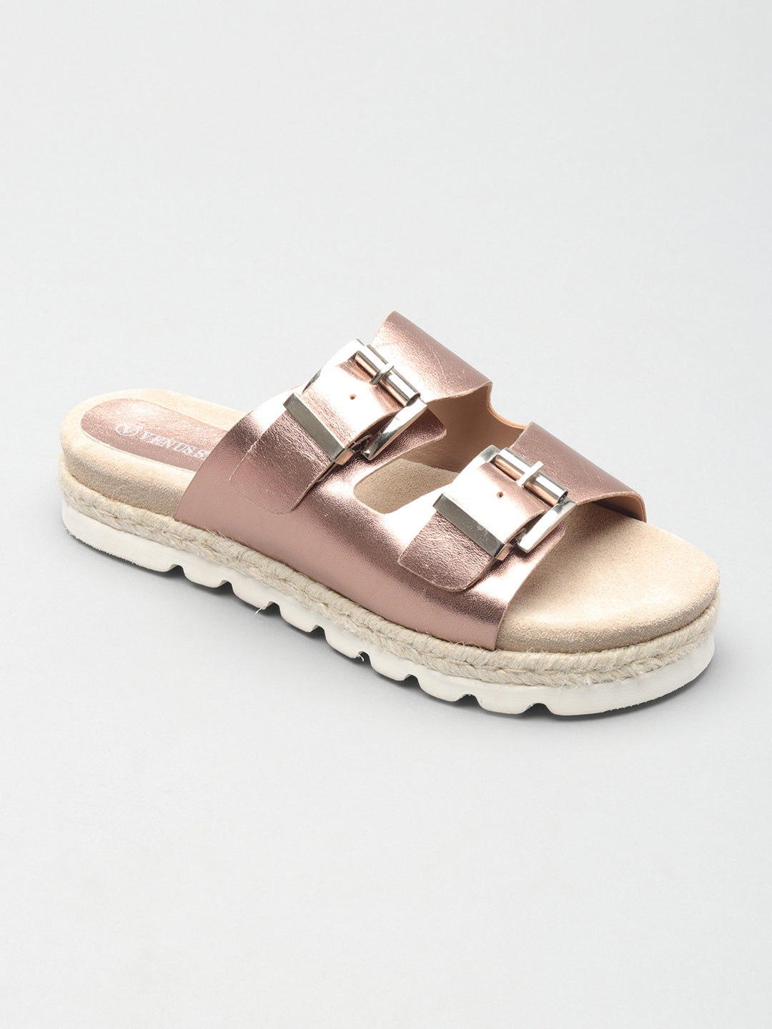 Gleaming Casual Leather Slippers with Buckles