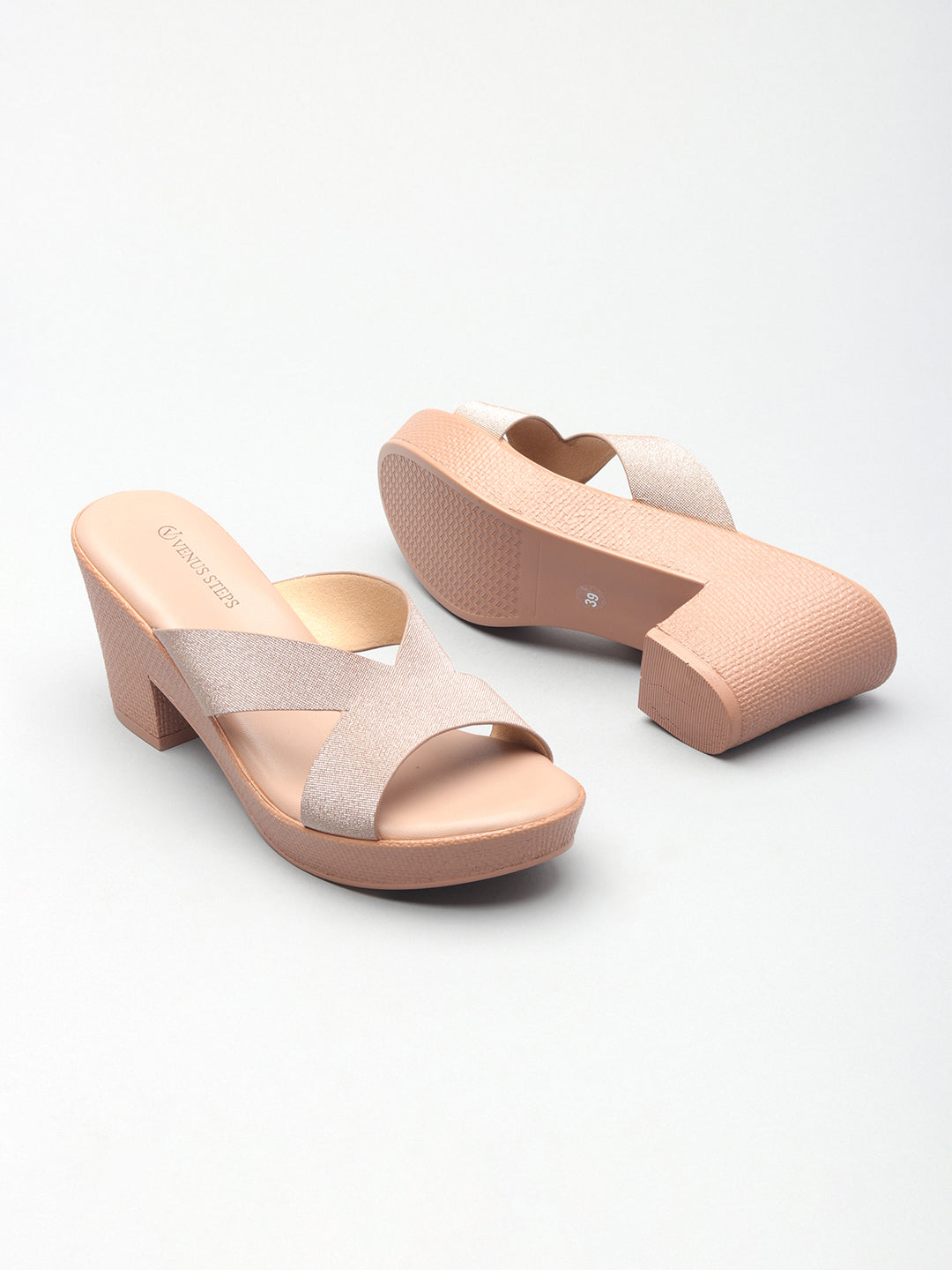 Colourblocked Block Heel Casual Slippers