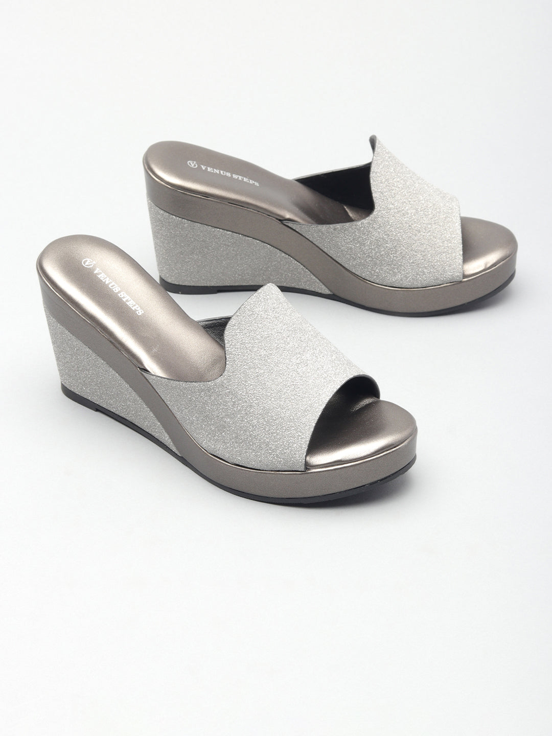 Glittery Wedge Slippers