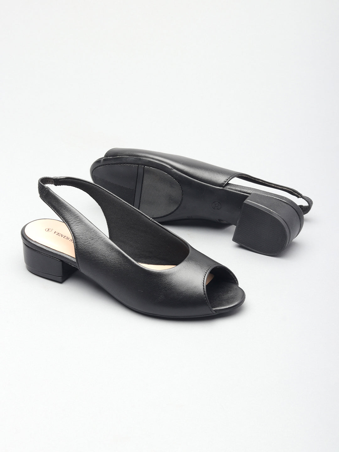 Casual Leather Block Heel Sandals