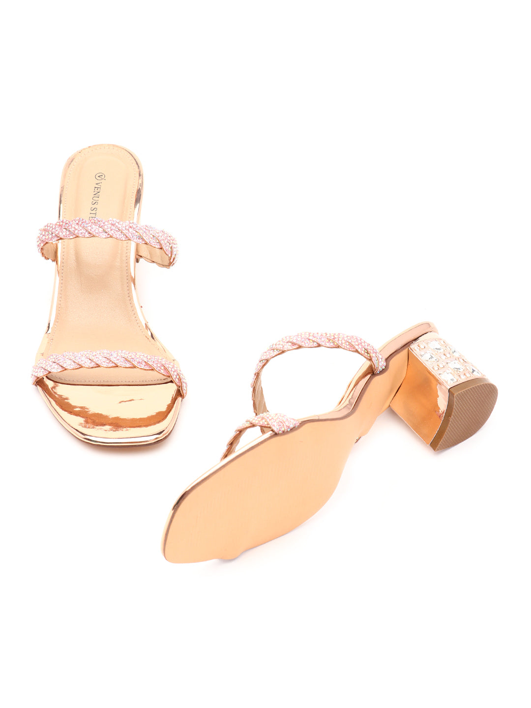 Venus Steps Shimmery Block Heel Slippers