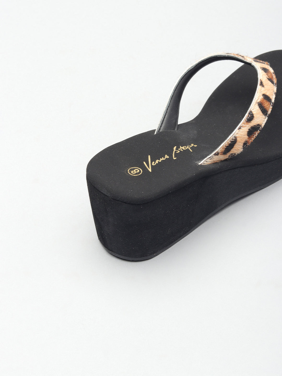 Leopard Print Wedge Heel Chappals