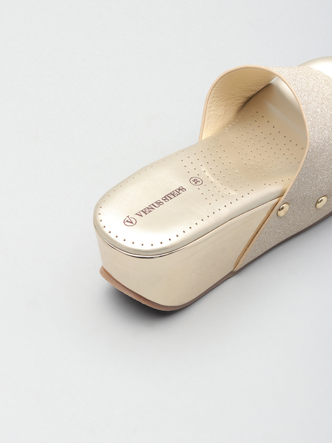 Shimmery Wedge Heel Slippers