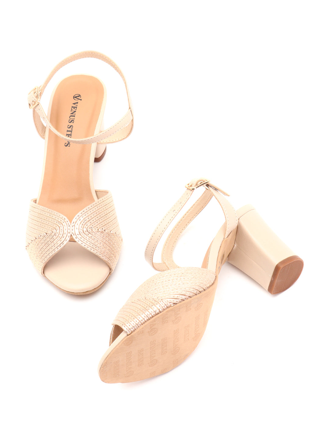 Venus Steps Shimmery Mettalic Block heel sandal