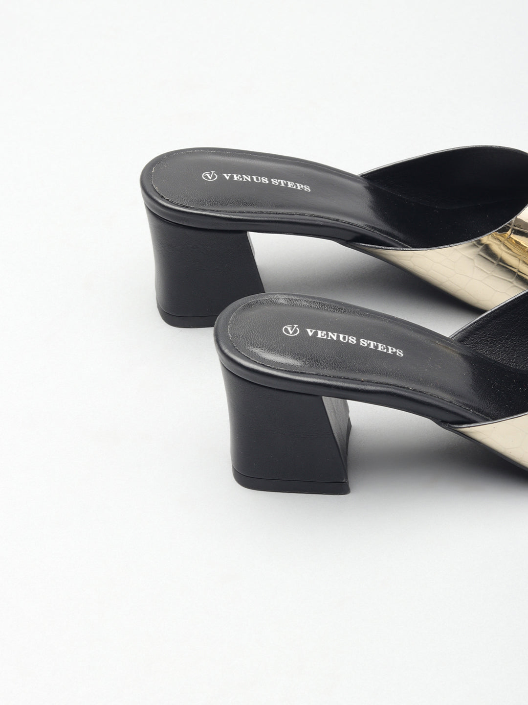 Textured Block Heel Slippers