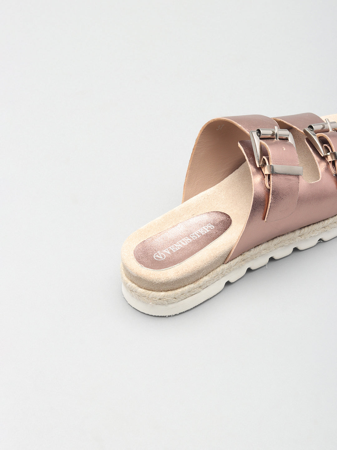 Gleaming Casual Leather Slippers with Buckles