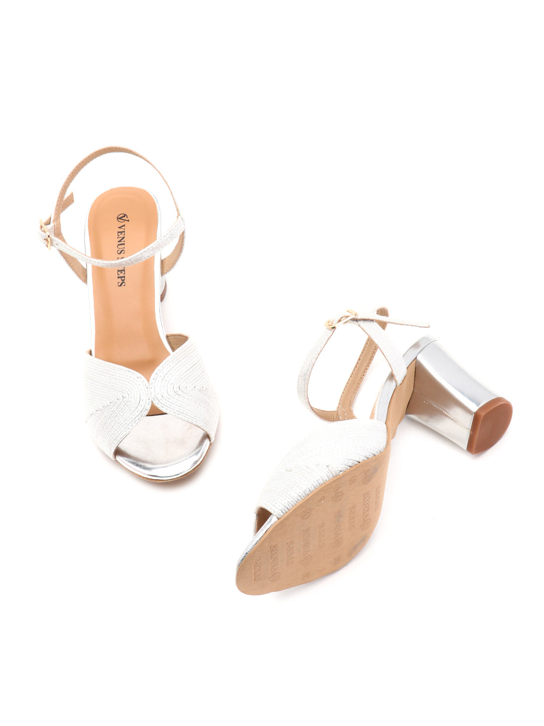 Venus Steps Shimmery Mettalic Block heel sandal