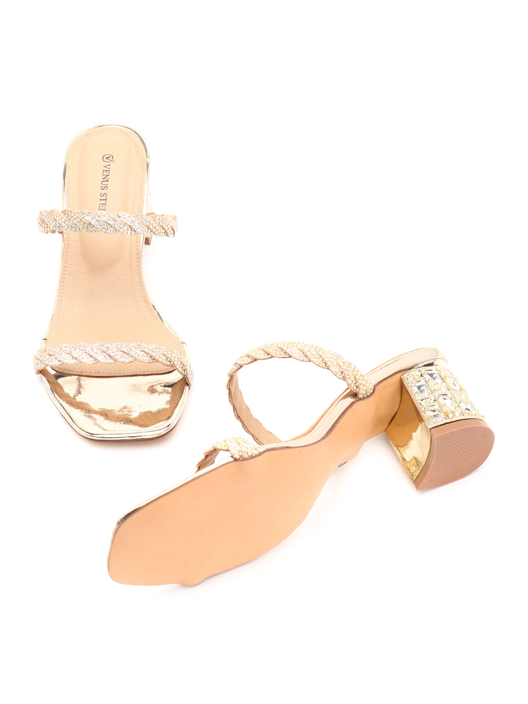 Venus Steps Shimmery Block Heel Slippers