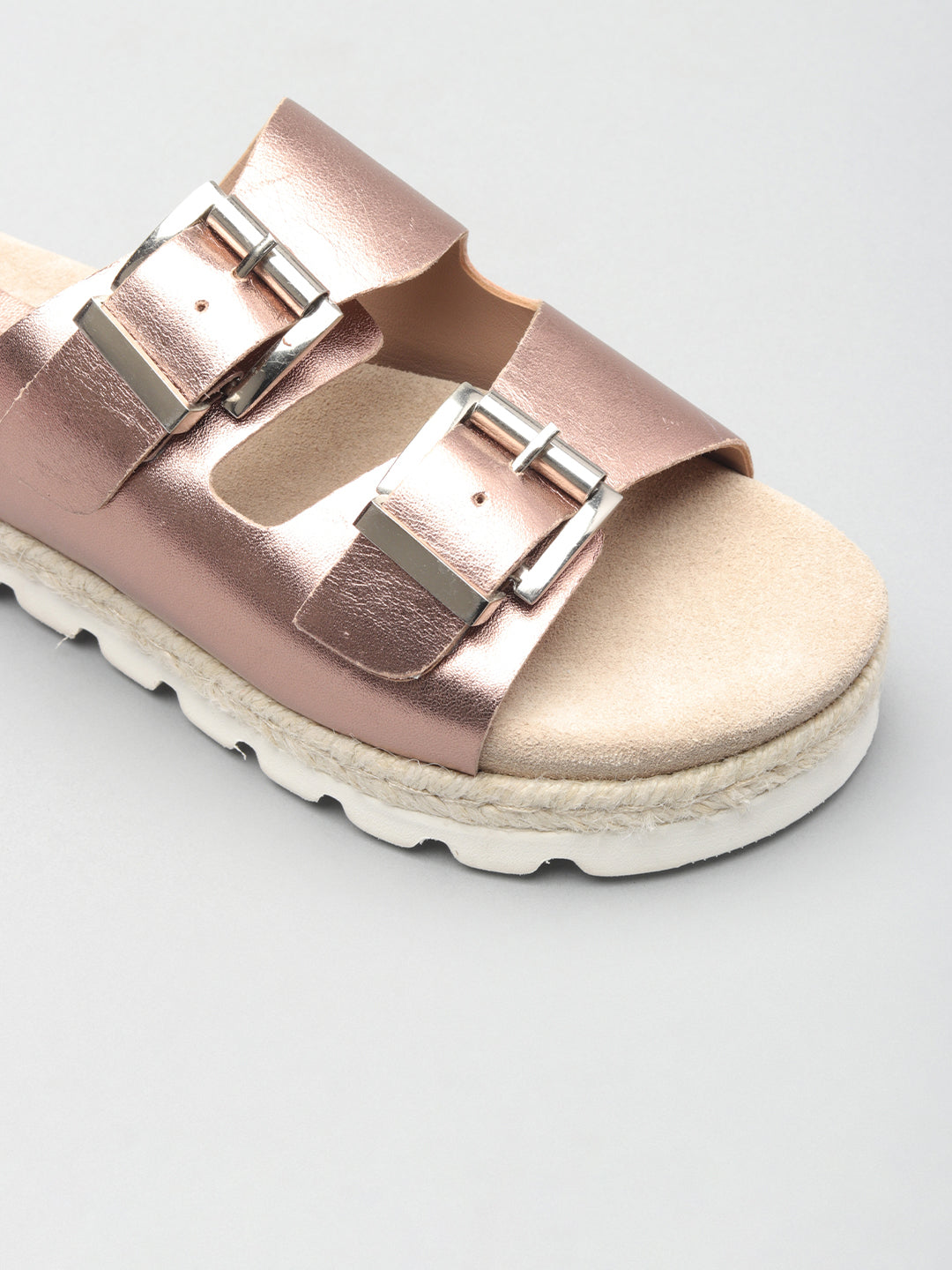 Gleaming Casual Leather Slippers with Buckles