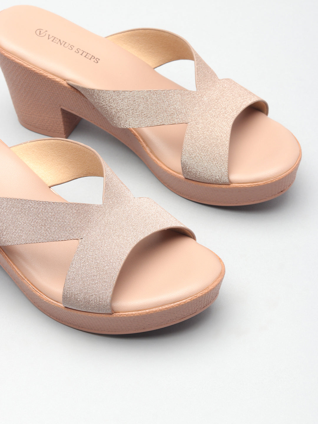 Colourblocked Block Heel Casual Slippers