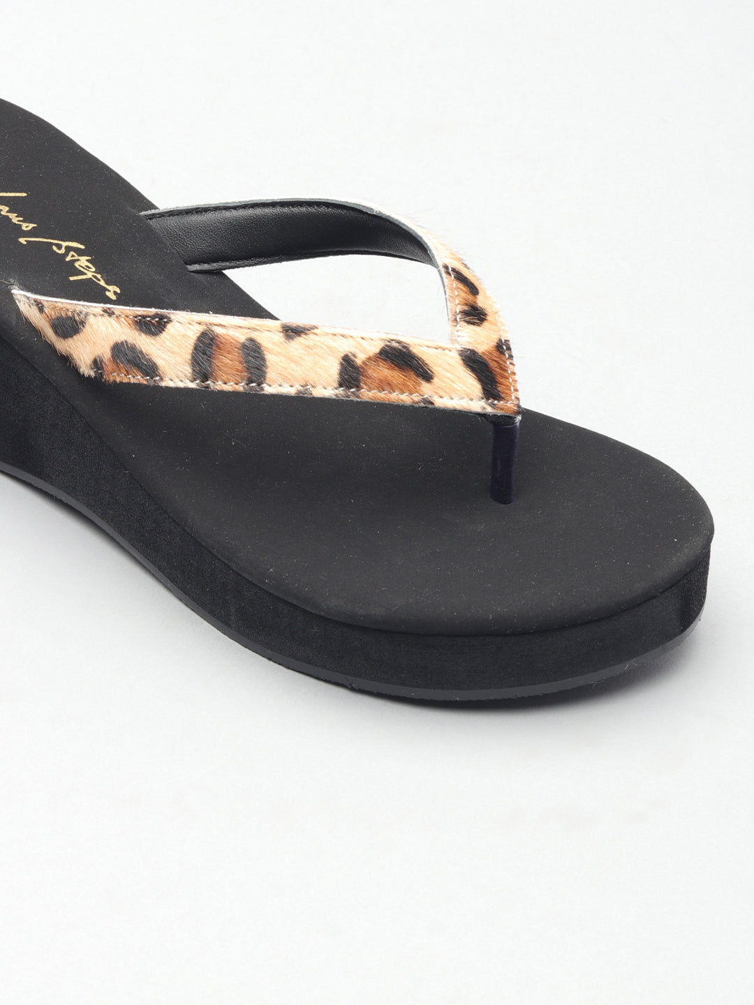 Leopard Print Wedge Heel Chappals