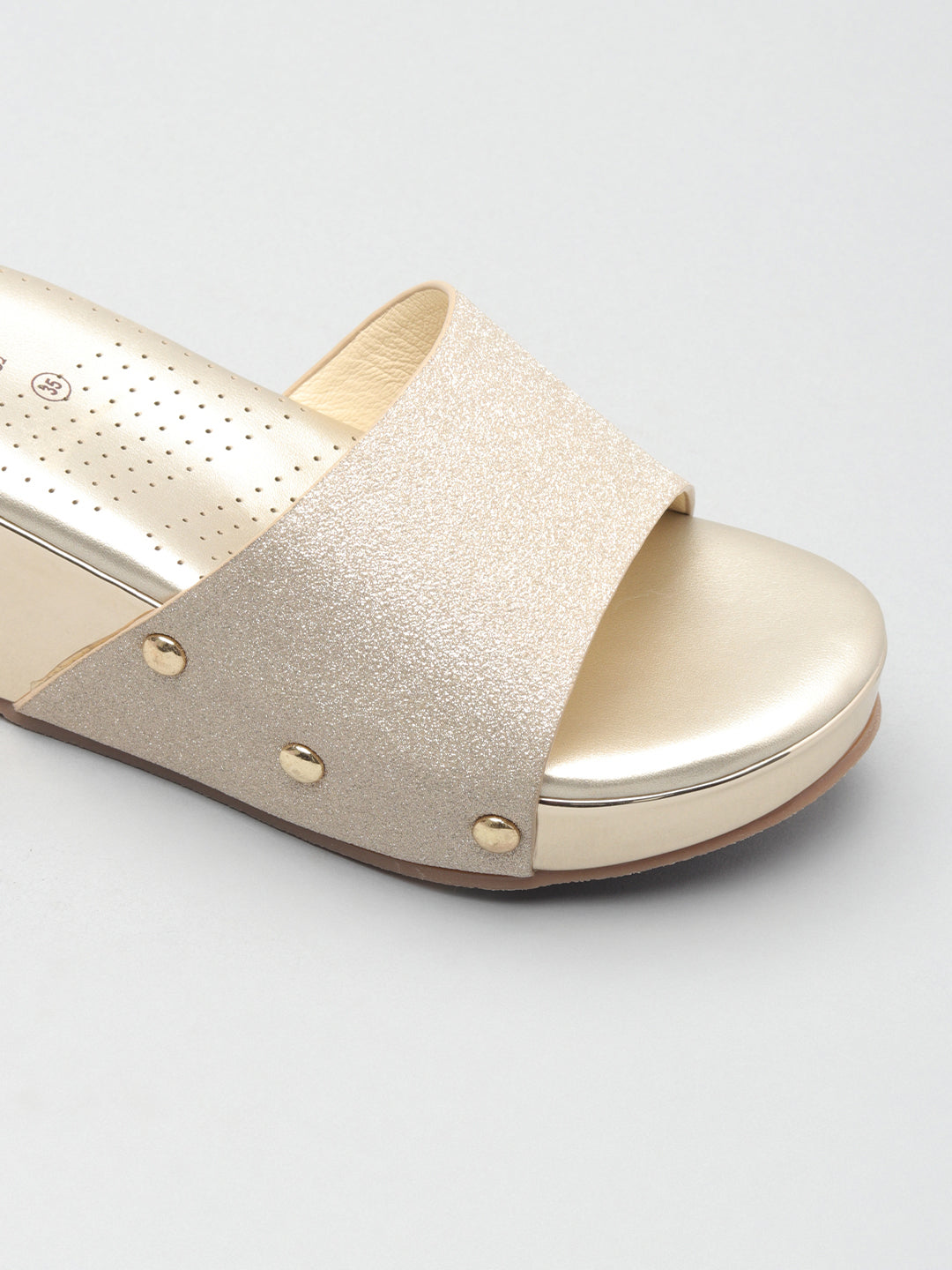Shimmery Wedge Heel Slippers