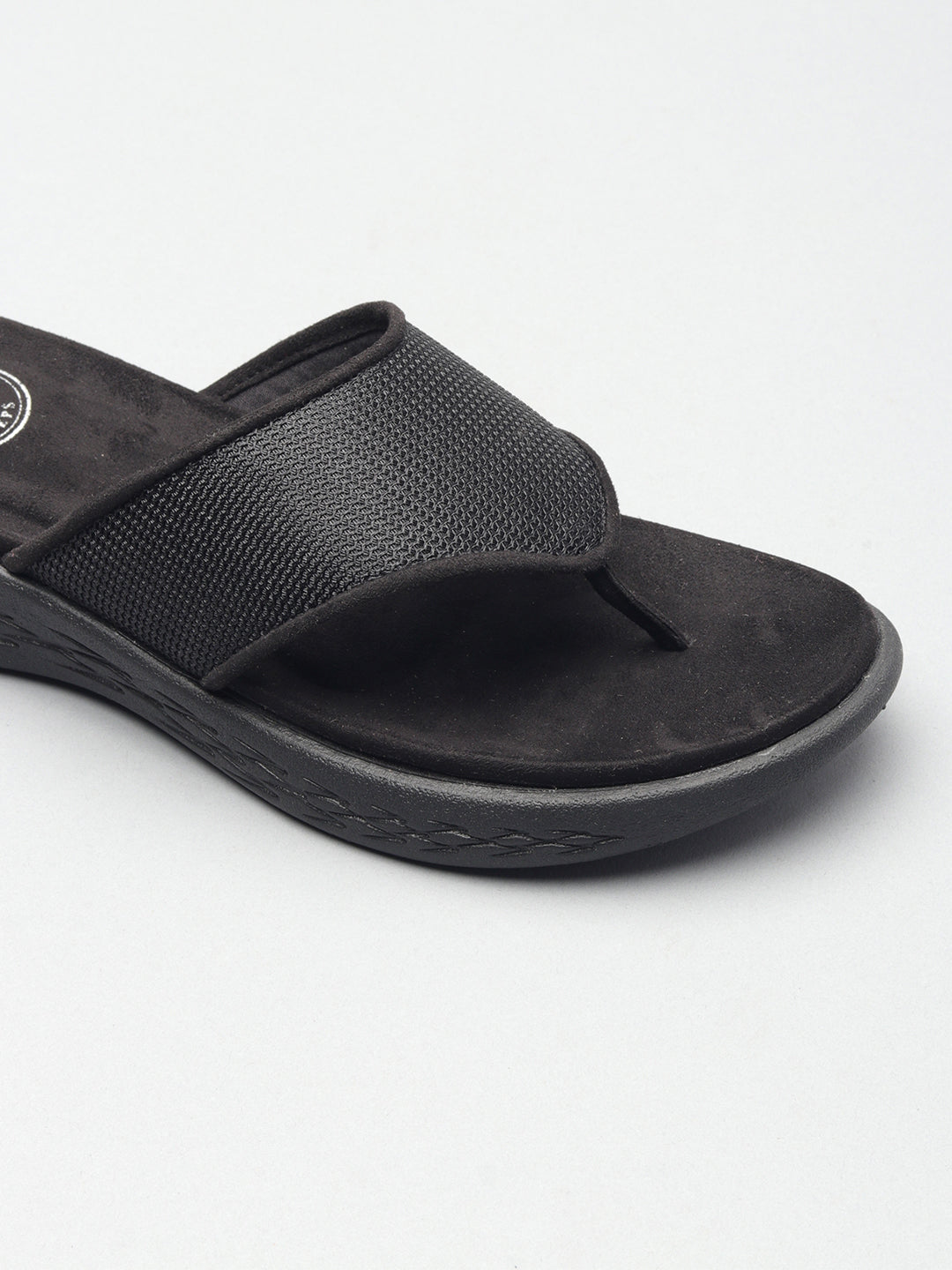 Textured T-Strap Slippers