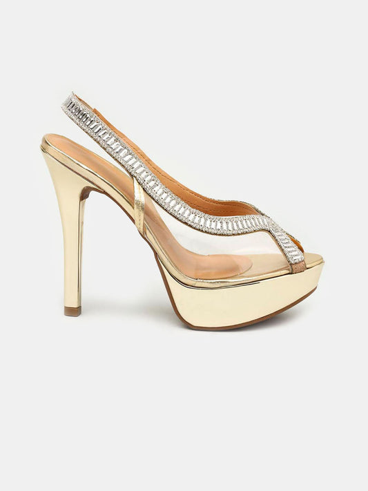 Mettalic stiletto pumps