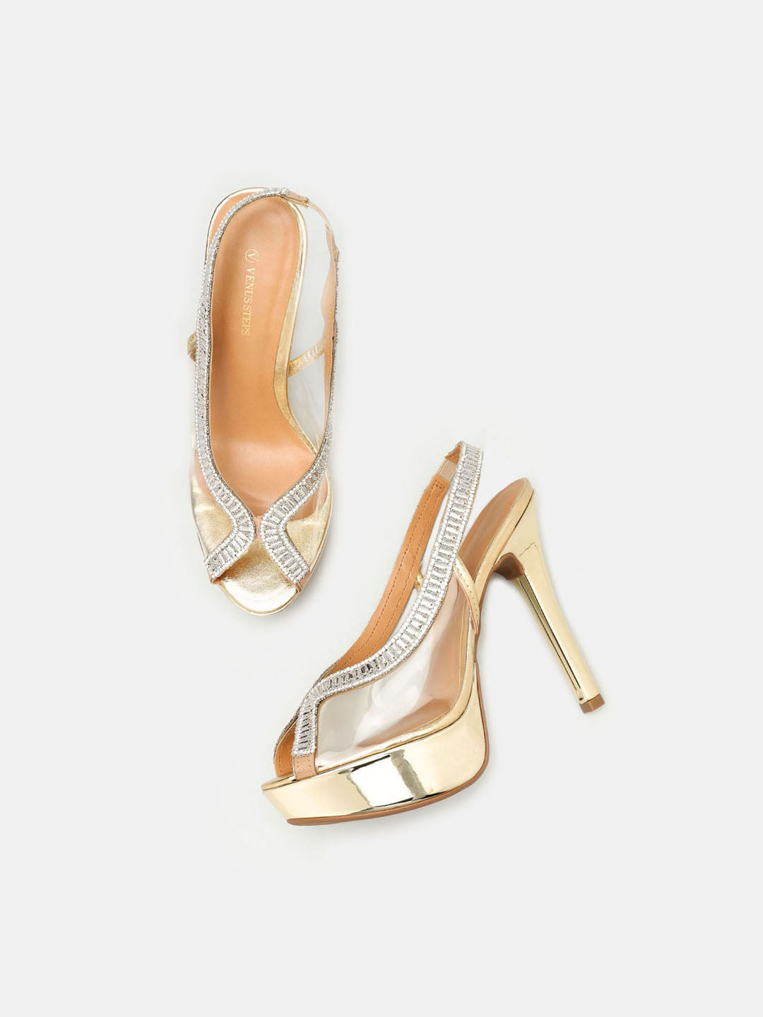 Mettalic stiletto pumps