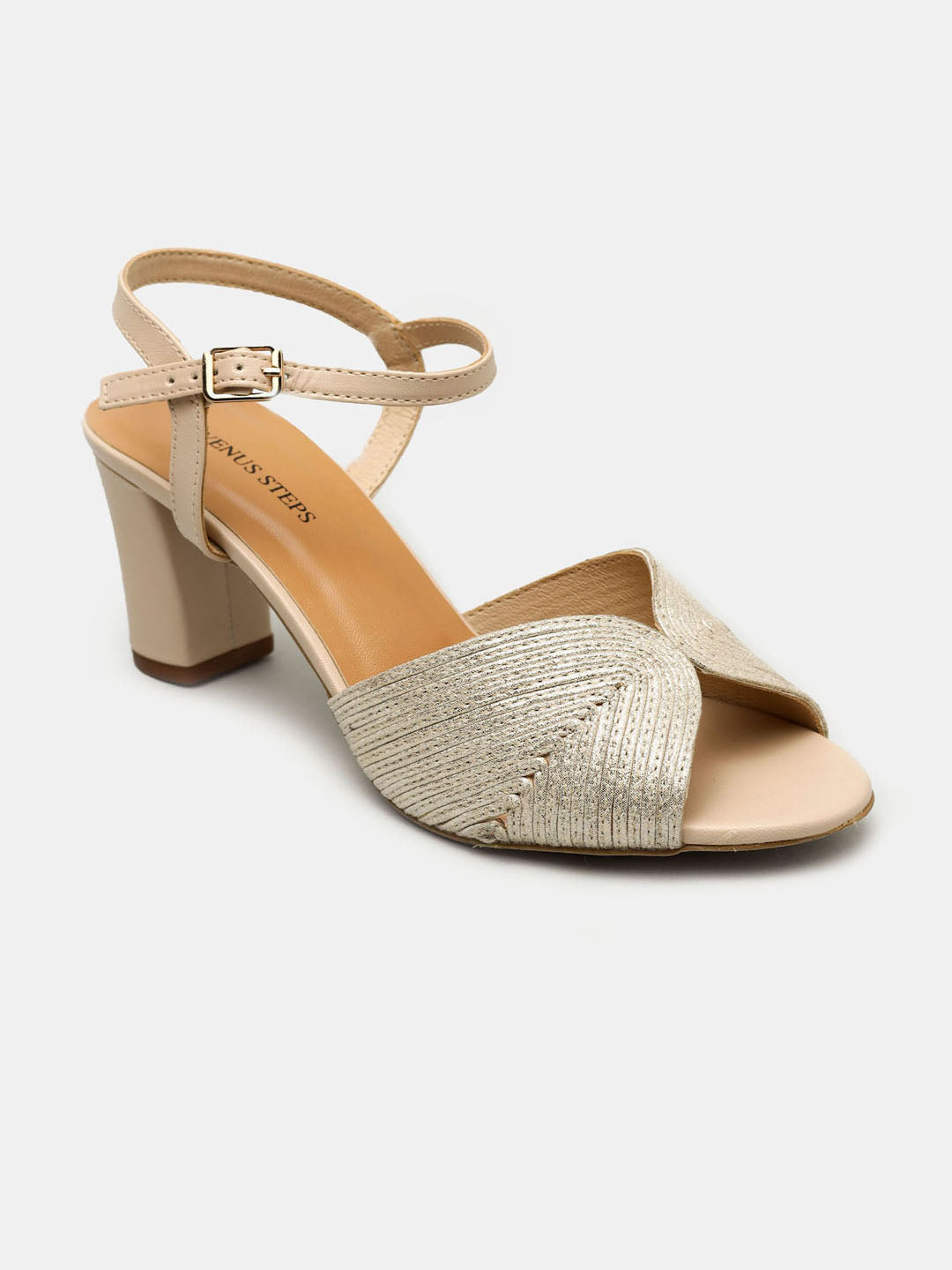 Metallic Block Heel Sandals