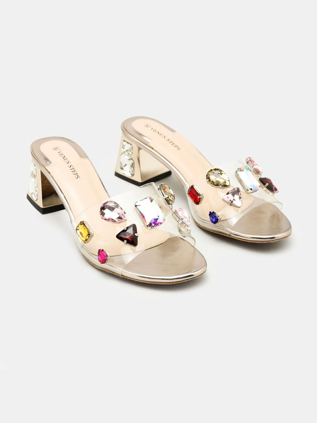 Golden Open-Toe Slip-ons