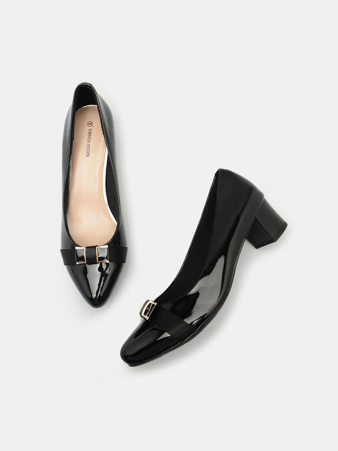 Textured Round Toe Pumps